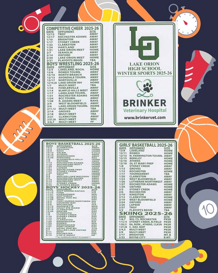 Check out this schedule for Lake Orion high school's winter sports