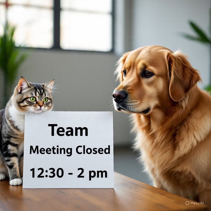 We’ll be closed today during lunch (12:30 PM – 2 PM) for a team meeting